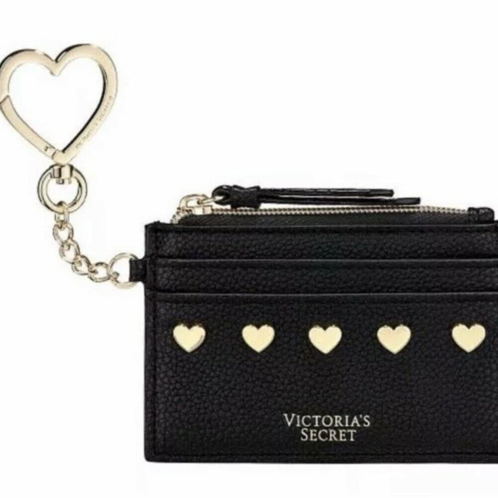 Victoria's Secret Black Keychain W Gold Heart Coin